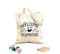 AILOONG Cabane réutilisable Poulet de bienvenue de Farmhouse Kitchen tissu épais de 12 oz Slogan personnalisable 35x40cm Grand