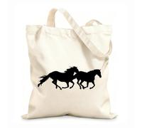 AILOONG Cabane réutilisable tissu épais de 12 oz Chevaux Animaux Naturels Liberté Maison Slogan personnalisable 31x36cm Moyen