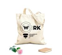 AILOONG Cabane réutilisable tissu épais de 12 oz collaborer créer connecter travailler style de bureau Slogan personnalisable 35x40cm Grand