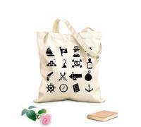 AILOONG Cabane réutilisable tissu épais de 12 oz Icône de roue de pirate, navigation maritime, bateau Slogan personnalisable 35x40cm Grand