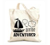 AILOONG Cabane réutilisable tissu épais de 12 oz Petit garçon aventurier Phrase Bateau Mer Slogan personnalisable 35x40cm Grand