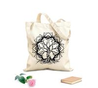 AILOONG Cabane réutilisable tissu épais de 12 oz Salle de méditation naturelle Mandala Arbre Feuilles Racines Slogan personnalisable 25x30cm Petit