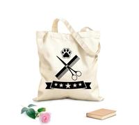 AILOONG Cabane réutilisable tissu épais de 12 oz Services de toilettage pour chiens et animaux de compagnie avec peigne et empreintes de pattes Slogan personnalisable 25x30cm Petit