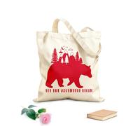 AILOONG Cabane réutilisable tissu épais de 340g/m² Paroles inspirantes de l'ours Que l'aventure commence en forêt Slogan personnalisable