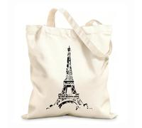 AILOONG Cabane réutilisable Tour Eiffel Style français Europe France Romance tissu épais de 12 oz Slogan personnalisable 35x40cm Grand