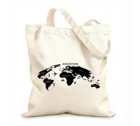 AILOONG Cabane réutilisable Voyages d'aventure Géographie Tourisme Carte Atlas tissu épais de 12 oz Slogan personnalisable 25x30cm Petit