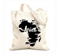 AILOONG Cabanes imprimés haute définition Carte abstraite du continent africain avec les animaux africains tissu épais de 12 oz Réutilisable 25x30cm Petit