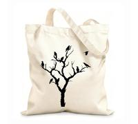 AILOONG Cabanes imprimés haute définition Fête d'Halloween fantôme d'un corbeau d'hiver, d'un arbre et d'une branche de forêt. tissu épais de 12 oz Réutilisable 25x30cm Petit