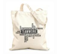 AILOONG Cabanes imprimés haute définition Mots clés pour le travail d'équipe, espace de bureau, idée de travail d'équipe en entreprise tissu épais de 12 oz Réutilisable 35x40cm Grand