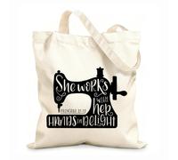 AILOONG Cabanes imprimés haute définition tissu épais de 12 oz Couture Elle travaille de ses mains Atelier de dessin Verset biblique chrétien Réutilisable 25x30cm Petit