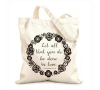 AILOONG Cabanes réutilisables Verset biblique : Que tout ce que vous faites soit fait avec amour (1 Corinthiens) tissu épais de 12 oz Pliable 25x30cm Petit