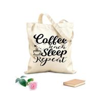 AILOONG café enseigner le sommeil répéter 2 typographique Cabane à poignée plate tissu épais de 12 oz Remplace le cartable 31x36cm Moyen