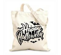 AILOONG Calligraphie Joyeux Halloween Sty Sacs bandoulière en toile de coton tissu épais de 12 oz Utilise comme sac à outils 25x30cm Petit