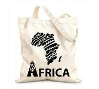 AILOONG Carte symbolique du continent africain, ornement ethnique Sac de courses en toile de coton tissu épais de 12 oz Utilise comme sac cadeau 35x40cm Grand