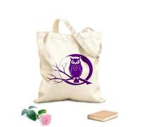 AILOONG Chouette perchée sur une branche d'arbre devant la silhouette de la pleine lune Sacs bandoulière en toile de coton tissu épais de 340g/m² Utilise comme sac à outils