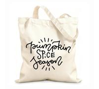 AILOONG Citation dessinée à la main en lettrage linéaire : « Saison des épices à la citrouille », style simple et cursif avec rayons. Sac en toile à fond renforcé tissu épais de 12 oz 31x36cm