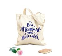 AILOONG Citation : Sois une sirène et fais des vagues Sac de courses en toile de coton tissu épais de 340g/m² Utilise comme sac cadeau