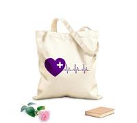 AILOONG Clinique de soins de santé croisée médicale avec battement de cœur Sac de courses en toile de coton tissu épais de 340g/m² Utilise comme sac cadeau
