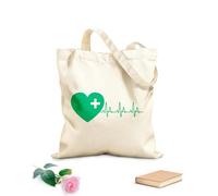 AILOONG Clinique de soins de santé croisée médicale avec battement de cœur Sac de courses en toile de coton tissu épais de 340g/m² Utilise comme sac cadeau