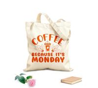 AILOONG du café parce que c'est lundi Cabane à poignée plate tissu épais de 340g/m² Remplace le cartable