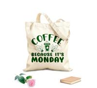 AILOONG du café parce que c'est lundi Cabane à poignée plate tissu épais de 340g/m² Remplace le cartable