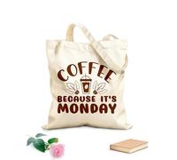 AILOONG du café parce que c'est lundi Cabane à poignée plate tissu épais de 340g/m² Remplace le cartable