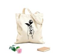 AILOONG élément de design de logo inspiré par une main tenant des fleurs Sac en toile à fond renforcé tissu épais de 12 oz Utilise comme sac cadeau 25x30cm Petit