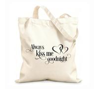 AILOONG Embrasse-moi toujours avant de dormir, Maître Romance Famille Sacs femme en calicot tissu épais de 12 oz Pliable 25x30cm Petit