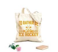 AILOONG Je préférerais jouer au hockey sur glace (conception typographique) Sacs en toile à motifs personnalisables tissu épais de 340g/m² S'accorde avec les vêtements