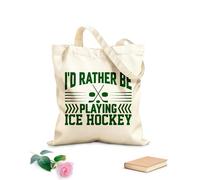 AILOONG Je préférerais jouer au hockey sur glace (conception typographique) Sacs en toile à motifs personnalisables tissu épais de 340g/m² S'accorde avec les vêtements