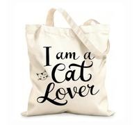 AILOONG Je suis un amoureux des chats (typographie) Je suis un amoureux des chats Sacs en toile à motifs personnalisables tissu épais de 12 oz S'accorde avec les vêtements 31x36cm Moyen