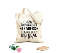 AILOONG J'enseigne aux leaders de demain, je suis plutôt un enseignant important, citations typographiques, graphisme ou conception d'affiches Sacs en toile à motifs personnalisables 35x40cm