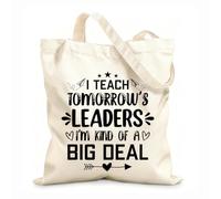 AILOONG J'enseigne aux leaders de demain, je suis plutôt un enseignant important, citations typographiques, graphisme ou conception d'affiches Sacs en toile à motifs personnalisables 31x36cm