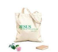 AILOONG Jésus est le chemin, la vérité et la vie. Verset biblique de Jean-Baptiste. Citations inspirantes de Christian. Sacs femme en calicot tissu épais de 340g/m² Pliable