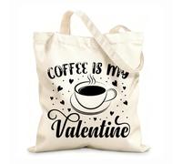 AILOONG Le café est ma citation typographique de la Saint-Valentin Cabane à poignée plate tissu épais de 12 oz Remplace le cartable 35x40cm Grand