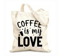 AILOONG Le café est mon amour pour le design Cabane à poignée plate tissu épais de 12 oz Remplace le cartable 25x30cm Petit