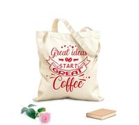 AILOONG Les grandes idées commencent par un excellent café et une typographie de qualité supérieure Sac en toile à fond renforcé tissu épais de 340g/m² Utilise comme sac cadeau