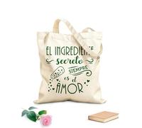 AILOONG L'ingrédient secret espagnol, c'est toujours l'amour. Citations sur la cuisine, les secrets de famille et l'amour. Sacs femme en calicot tissu épais de 340g/m² Pliable