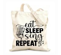 AILOONG Manger, dormir, chanter, répéter, microphone, musique, amour Sac de courses en toile de coton tissu épais de 12 oz Utilise comme sac cadeau 35x40cm Grand