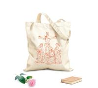 AILOONG Sac cadeau pour bouteille de vin en toile 12e station du chemin de croix : Jésus-Christ meurt cloué sur la croix (schéma) tissu épais de 340g/m² S'accorde avec les vêtements