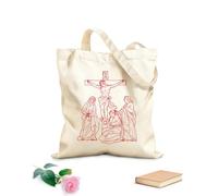 AILOONG Sac cadeau pour bouteille de vin en toile 12e station du chemin de croix : Jésus-Christ meurt cloué sur la croix (schéma) tissu épais de 340g/m² S'accorde avec les vêtements