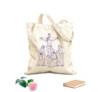 AILOONG Sac cadeau pour bouteille de vin en toile 12e station du chemin de croix : Jésus-Christ meurt cloué sur la croix (schéma) tissu épais de 340g/m² S'accorde avec les vêtements