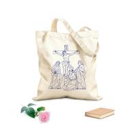 AILOONG Sac cadeau pour bouteille de vin en toile 12e station du chemin de croix : Jésus-Christ meurt cloué sur la croix (schéma) tissu épais de 340g/m² S'accorde avec les vêtements