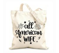 AILOONG Sac cadeau pour bouteille de vin en toile épouse américaine par excellence, 4 juillet, Amérique tissu épais de 12 oz S'accorde avec les vêtements 25x30cm Petit