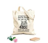 AILOONG Sac cadeau pour bouteille de vin en toile Et pourtant, malgré mon expression, tu continues à parler. tissu épais de 12 oz S'accorde avec les vêtements 25x30cm Petit