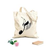 AILOONG Sac cadeau pour bouteille de vin en toile Logo avec des notes de musique et des ailes tissu épais de 12 oz S'accorde avec les vêtements 25x30cm Petit