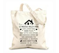 AILOONG Sac cadeau pour bouteille de vin en toile Règles familiales italiennes : Aimer, croire, rire - Cuisine inspirante tissu épais de 12 oz S'accorde avec les vêtements 25x30cm Petit