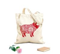 AILOONG Sac cadeau pour bouteille de vin en toile silhouette d'un cochon en caractères chinois signe du zodiaque tissu épais de 340g/m² S'accorde avec les vêtements