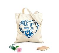 AILOONG Sac cadeau pour bouteille de vin en toile Tout ce dont vous avez besoin, c'est d'amour (citation romantique manuscrite) tissu épais de 340g/m² S'accorde avec les vêtements