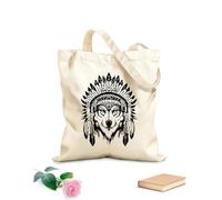 AILOONG Sac cadeau pour bouteille de vin en toile Un loup portant une coiffe de chef indien tissu épais de 12 oz S'accorde avec les vêtements 31x36cm Moyen